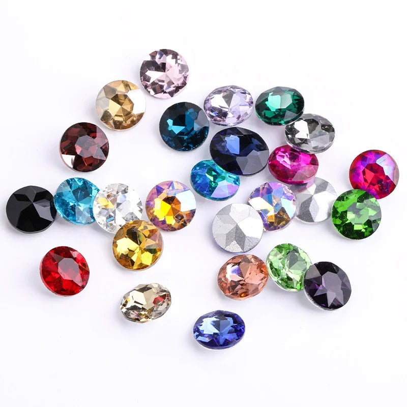 Round Shape Multi-faceted Glass Crystal Point Back Rhinestones for Nail Accessories