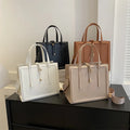 New Vintage Fashionable Women's PU Tote Bag with Large Capacity Briefcase and Korean Single Shoulder Handbag Zipper Closure
