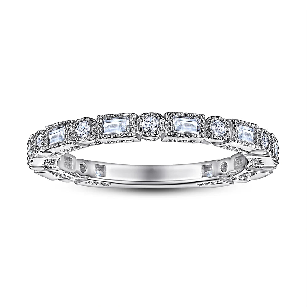 Wholesale Jewelry Ring 925 Sterling Silver White/Yelliw/Rose Gold Plated Pave Full Geometric Zircon Weeding Band Rings for Women