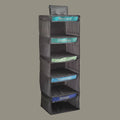 5-Layer Foldable Hanging Closet Storage Shelves Weekly Organized Oxford Cloth with PVC Window Polygon Shape Wardrobe Storage