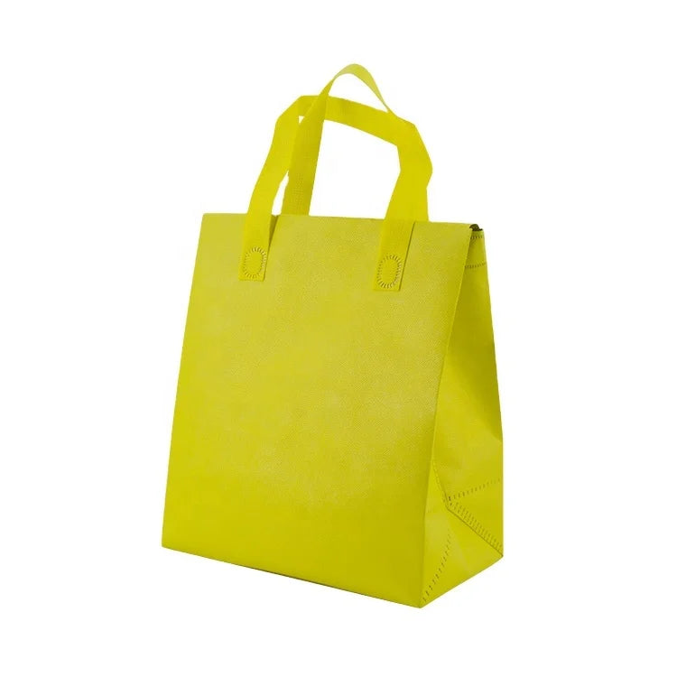 Pp Non Woven Cooler Insulated Thermal Bag Portable Aluminum Wholesale Customized Food Storage Yellow Letter Insulated Carton