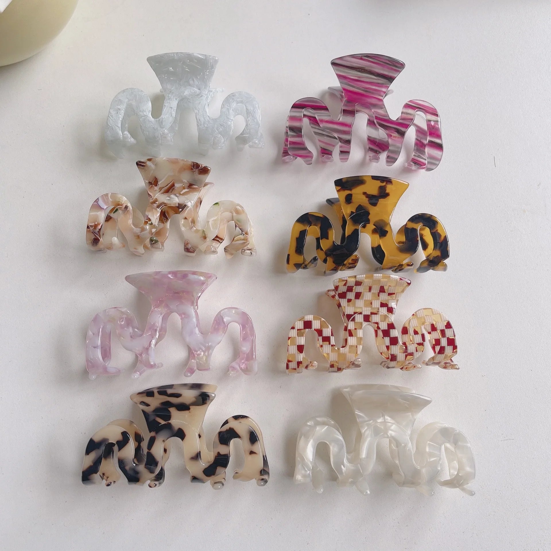 Korean Fashion 8.5cm Leopard Print Acetic Acid M Shaped Shark Hair Claw Grab Clip Accessories