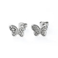 Mixed Gold Plated Stainless Steel Stud Earrings with Heart Butterfly Design Cute Cubic Zirconia Trendy Women's Jewelry Wholesale