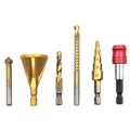 Set 6 HSS Home Deburring External Chamfer Tools Drill Bits Remove Burr Repairs Kit Woodworking Zinc Plated 12mm Length
