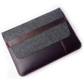 Factory Custom Design Slim Portable Handbag Case Tablet Cover Soft Grey Felt Brown Leather Patch Wool Felt Laptop Sleeve