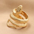 Punk Stainless Steel Gold Plated Snake Shape Ring Adjustable Women Jewelry