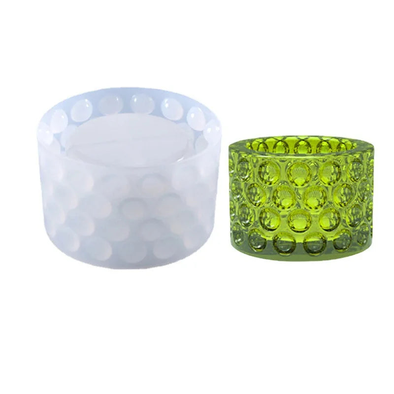 HY Silicone Candles Holder Resin Mold Dot Pattern Candlestick Epoxy Casting Mold for Jewelry Box Container Home Decor