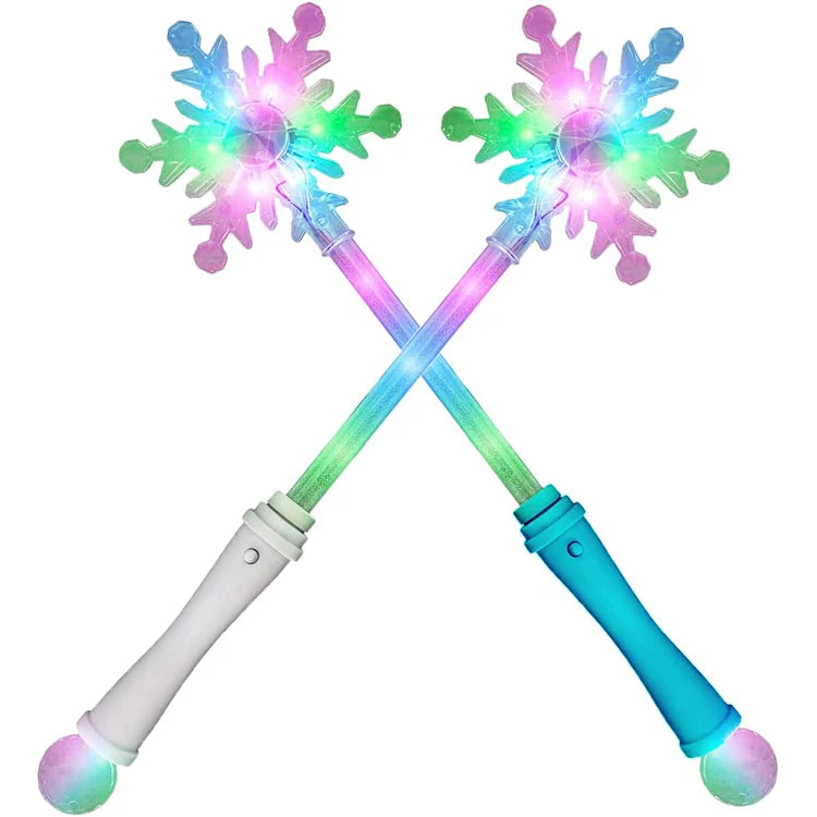 LED Light up Frozen Snowflake Wand Toy for Kids Perfect Christmas Decorations and Costume Accessory for Princess