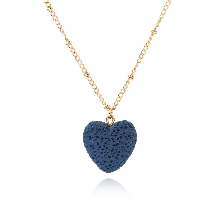 G421 Jewelry Heart Love Lava Stone Necklaces Rock for Women Volcanic Necklace