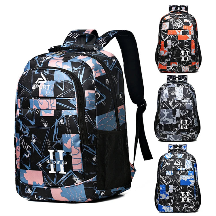2025 Best Selling New Fashion Red Floral Printing Graffiti College Travel Student School Backpack for Teens Black