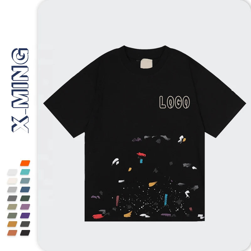 Heavyweight Cotton Boxes Fit Loose Tshirts Graffiti Splash Ink Short Sleeve Tee Good Quality Custom logo Paint Splatter Tshirts