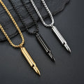 Cadenas De Hombres Hot Selling Hip Hop Jewelry Stainless Steel Bullet Pendant Essential Oil Bottle Army Necklace for Men