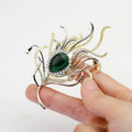 Vintage Zircon Peacock Feather Brooch Luxury Elegant Lapel Pin Jewelry Women Perfect Wedding Party Gifts Wife Mom