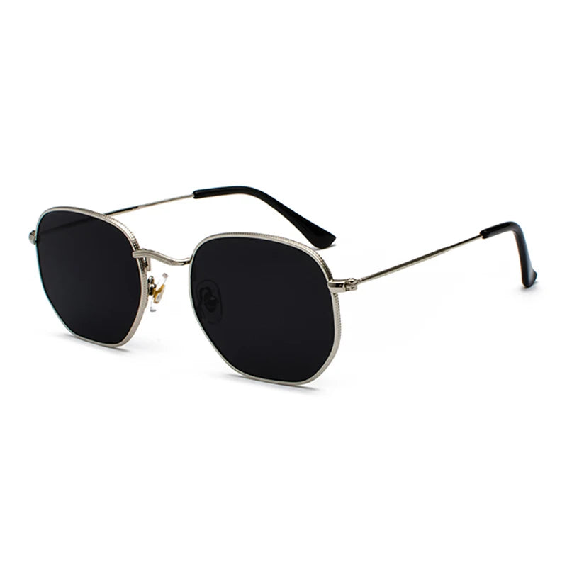 Wholesale Retro UV400 Sunglasses with Hexagon Metal Frame Gradient Lenses Gold and Silver Frame Colors for Men and Women