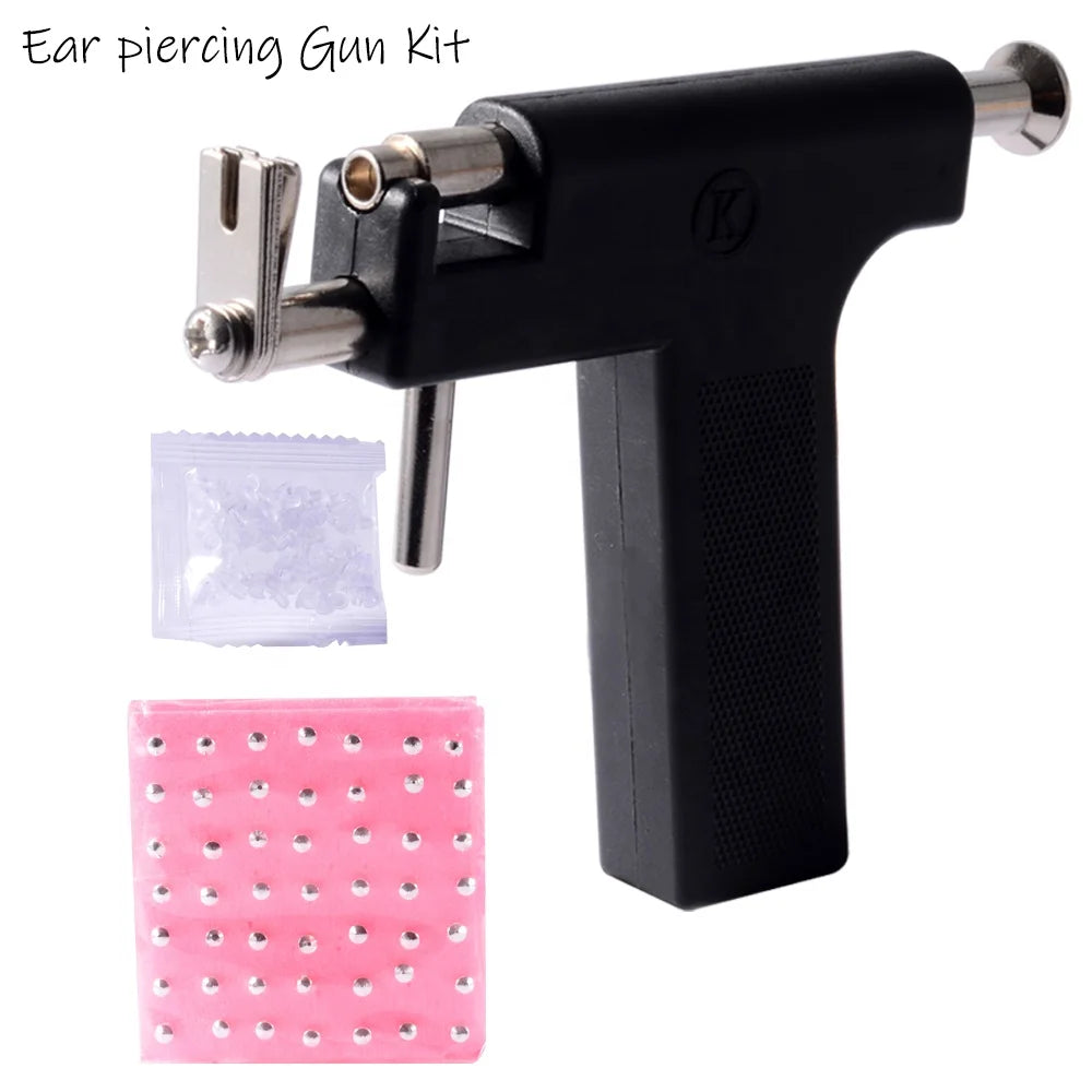 Professional Stainless Steel Ear Piercing Gun Tool Set 4mm Studs Earlobe Nose Navel Body Piercing-Safety Wedding Gift Party