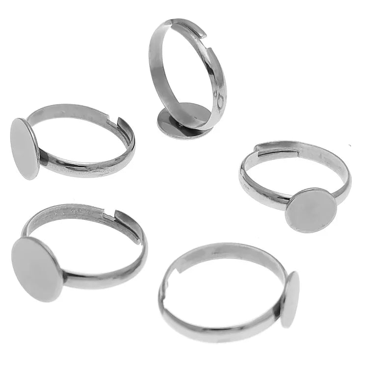 Adjustable Diy Flat Pad Disc Men Jewelry Gift Signet Personalized Women Stainless Steel Custom Silver Metal Finger Ring