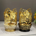 HelloWorld Arab Creative Eid Mubarak Candlestick Ramadan Candle Holder Aromatherapy Furnace Electroplated Gold Set Home Decoration