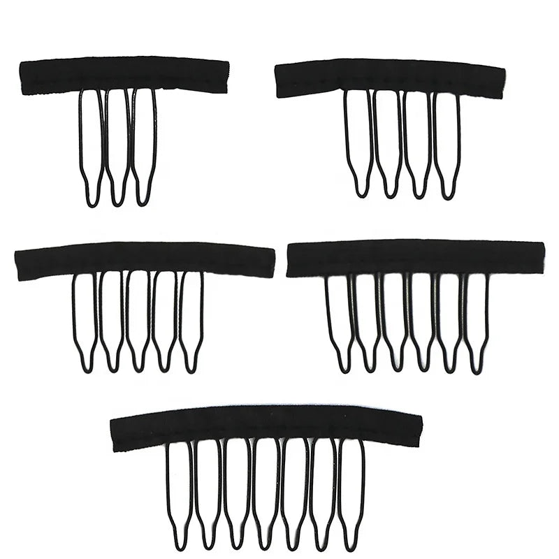 Wholesale 3/4/5/6/7 Teeth Metal Wig Combs Clips for Lace Wig Caps Hair Supplier for Hair Extensions