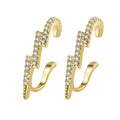 Fashion C-shaped 18K gold-plated earrings personality lightning shape zircon ear clips wholesale jewelry