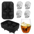 Creative DIY 4 Cavity Easy Release 3D Skull Silicone Mold Ice Cube Maker Silicone Skull Ice Tray Mold for Bar