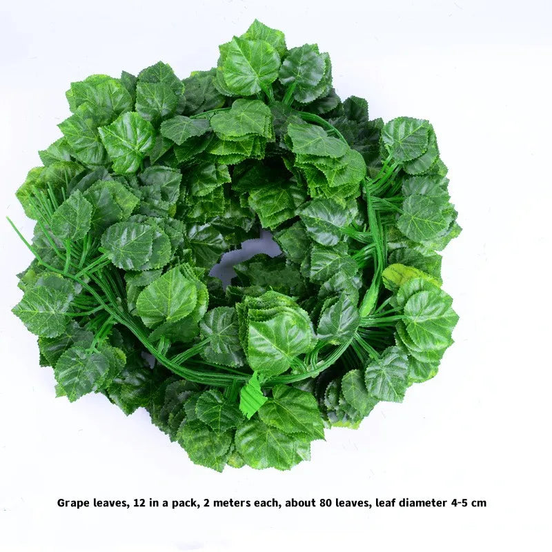 Garland Artificial Vine Ivy Green Plant Decoration Cover Strip Store Decoration Grape Leaf Vine Artificial Fake Hanging Plants