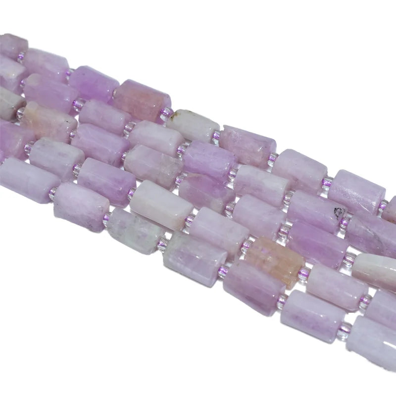 Wholesale 7*11mm Natural Tube Shape Purple Kunzite Loose Gemstone Beads for DIY Jewelry