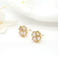 Fashion Jewelry Earring Accessories 14K Gold Plated Inlaid Shell Clover Heart Shaped Cute Studs Earrings