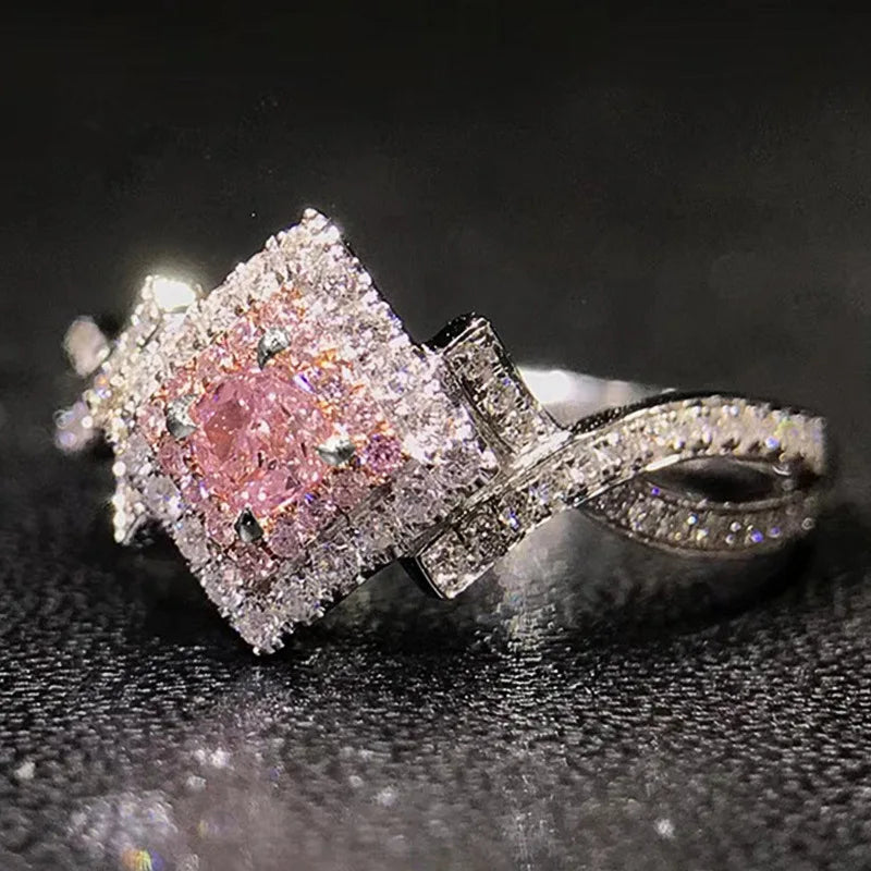 Creative Cross Winding Platinum Plated Romantic Zircon Micro Insert Ring for Women Daily Life Welwish Wedding Engagement