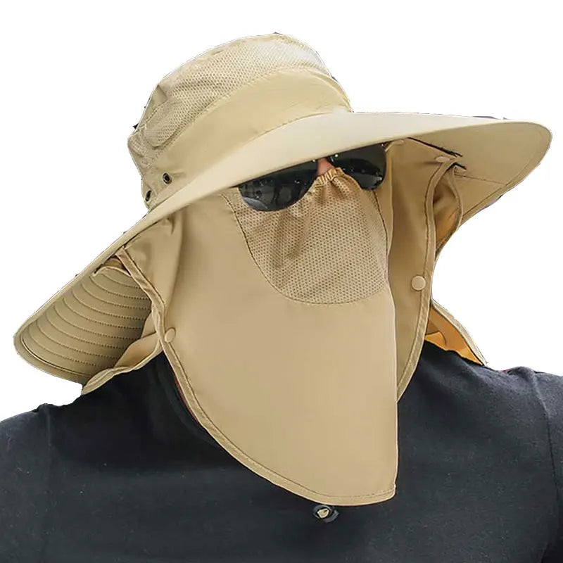 UV Protection Summer Sunscreen Hat for Men Casual Fabric Sunshade Cover for Fishing Climbing & Travel-H7256