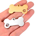 High Mirror Polish Blank Style Laser Engrave Charm Fashion Wholesale Stainless Steel Dog Bone Pendant for DIY Custom Engraving