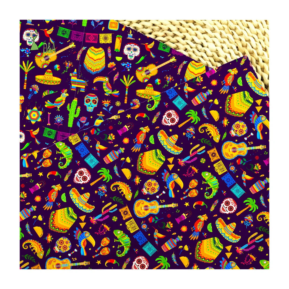 Cartoon Holiday Festival Style Pattern Printed Woven 100% Cotton Fabric for Girls Boys Garment Dress Shirt Cover Home