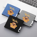 New Personalized Design Cute Cartoon Image Canvas Material Multi-slot Credit Card Holder and Men's Zipper Wallet