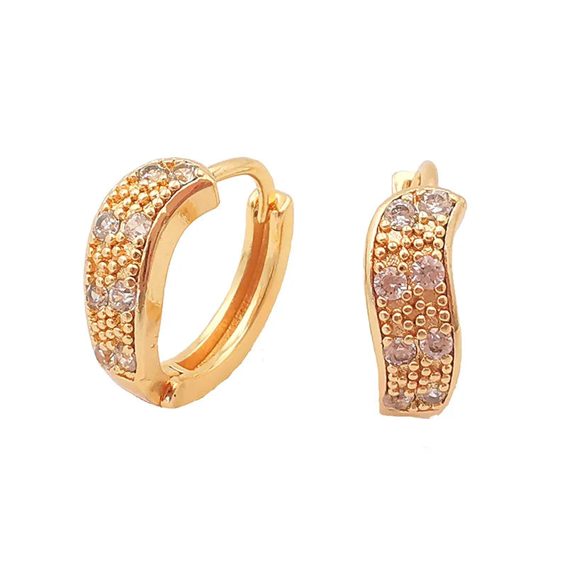 Micro Inlaid Shiny Fashion Jewelry Earrings Gold Zircon Copper for Ladies 18k Color Women Jewelry Trendy Opp Bag Alloy Yili T/T