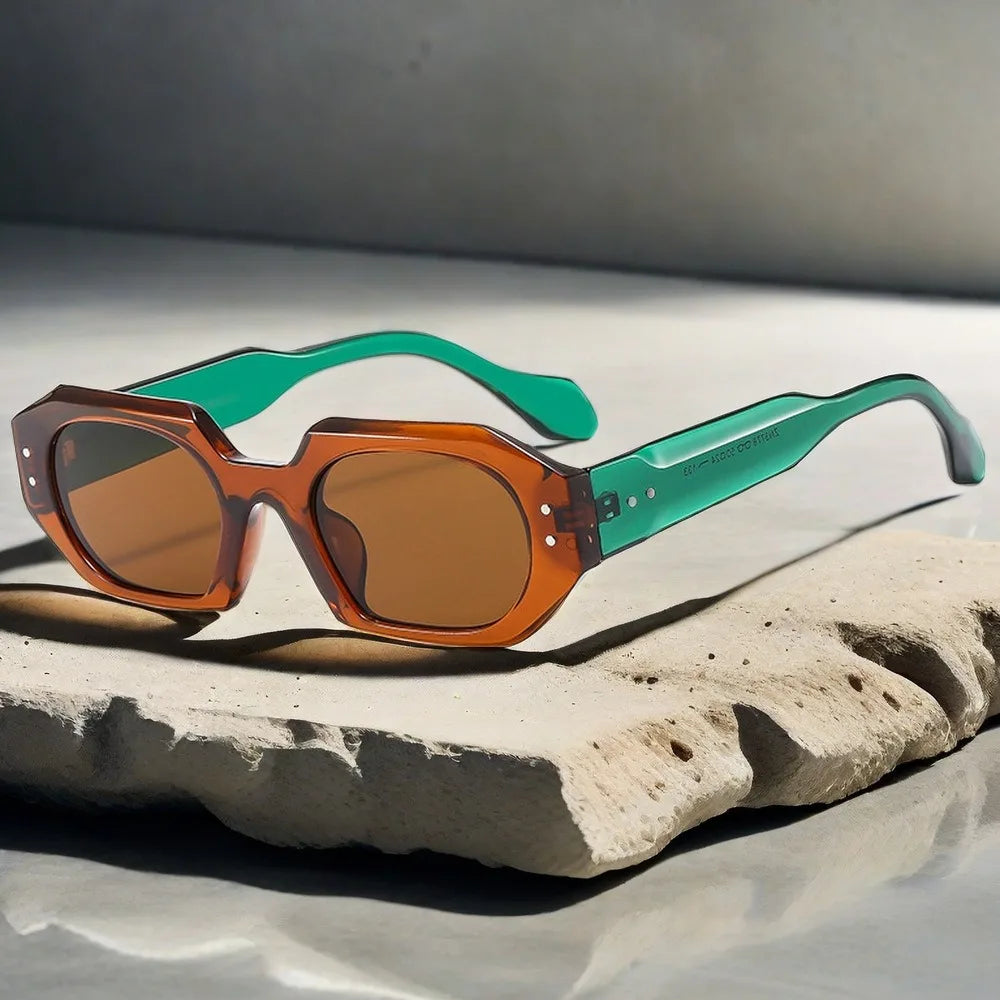 QSKY New Custom Polygonal square Frame Luxury Fashion Designer Sunglasses Vintage Eyewear Pc Sunglasses Ins Glasses Sunglass