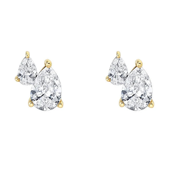 Gemnel Fashion Jewellery 925 Sterling Silver Diamond Dual Gradient Pear Cz Stud Earrings