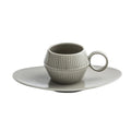 Nordic Style Ceramic Espresso Mug Roman Vertical Stripes Saucer Kit Scale Tray 120ml Capacity Cafe Shop Afternoon Tea Coffee