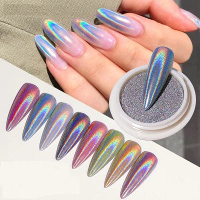 Misscheering Laser Nail Glitter Powders Auroras Effect Nail Art Chrome Pigment Dust DIY Design Decoration Chameleon Mirror Color MegaBDM