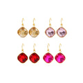 Trendy Vintage 18K Gold-Plated Stainless Steel Earrings with Geometric Square Inlaid Zircon Pendant Multicolored for Gifts