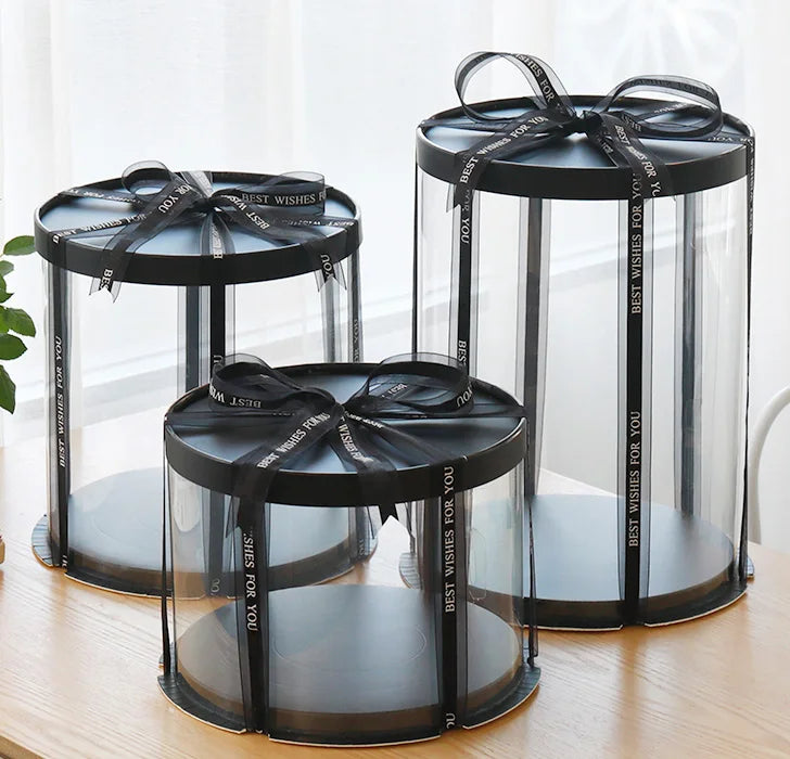 Yiwu Factory Wholesale Black Round clear Cake Box for Cake Package