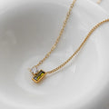 Wholesale Dainty Elegant New Arrival 2025 Stainless Steel Olive Green Rhinestone Natural Stone Crystal Necklaces for Women