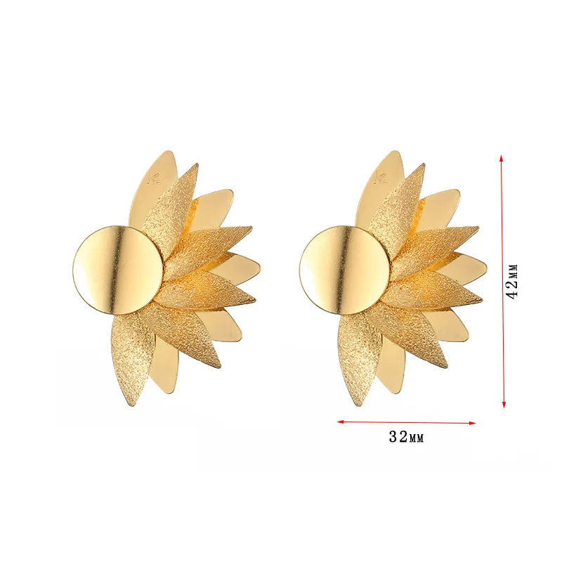 SC Hot Sale Fashion Gold Plated Earrings Trendy C Shape Geometric Earrings Stylish Flower Stud Earrings to My Dauther