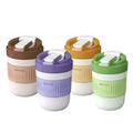 Glass Water Bottle with Silicone Sleeve and Handle 2-in-1 Lid and Straw High Borosilicate Glass Mug Home Creative 400ml