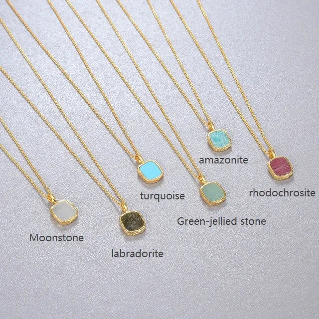 Natural Labradorite /moonstone Necklace 925 Sterling Silver Jewelry 18K Gold Plated Moonstone Jewelry