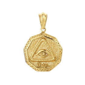 KALEN Unisex Vintage Silver/Gold Color Stainless Steel Providence Eye Pendant