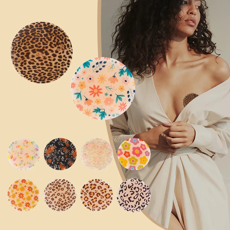 XR074 Self Adhesive Custom Matte Rueable Leopard Pasties Prints Nipple Cover