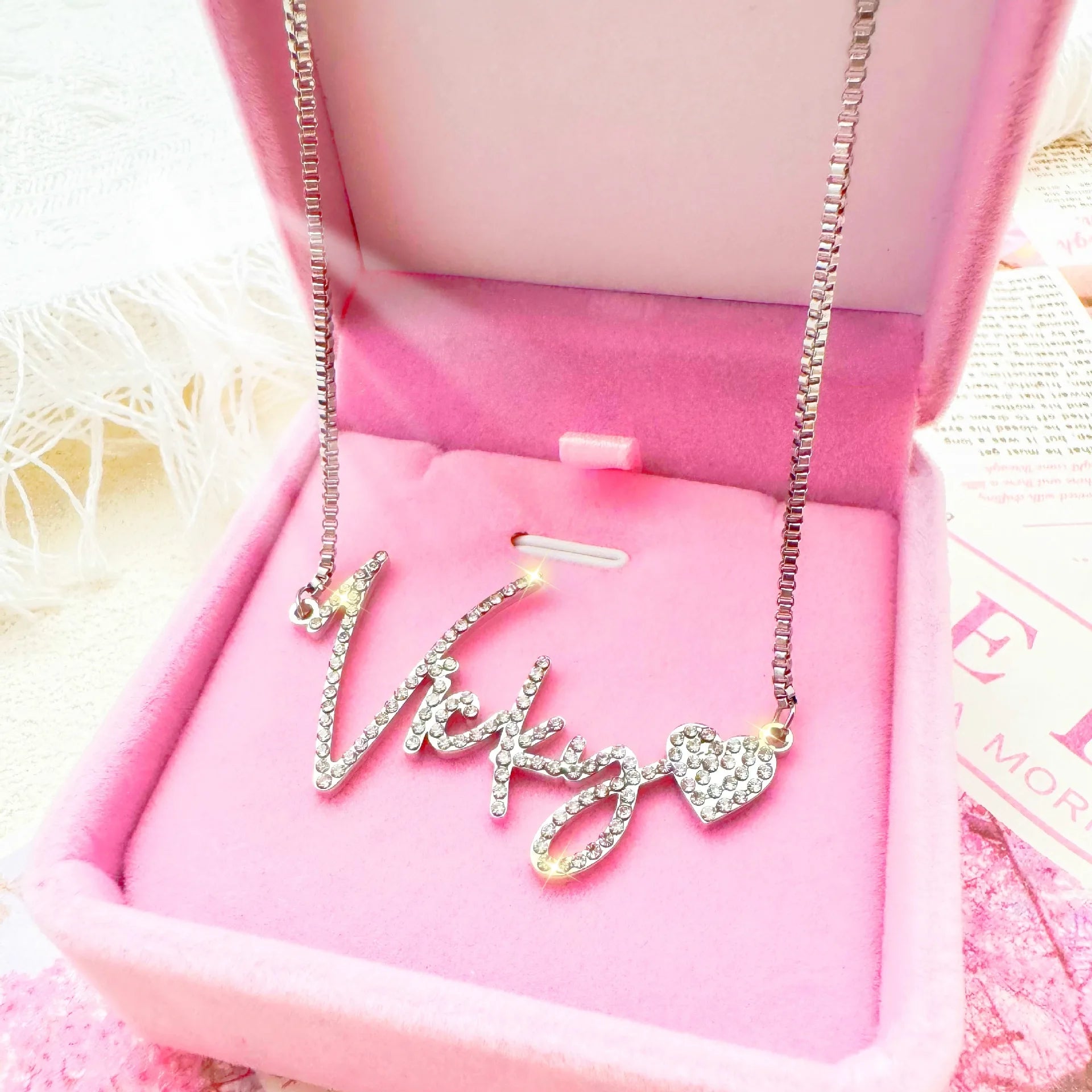 Custom Name Necklace With Zircon 18K Vacuum Gold Tarnish-Free Stainless Steel Personalized Jewelry Mom Gift Bridesmaid Gift