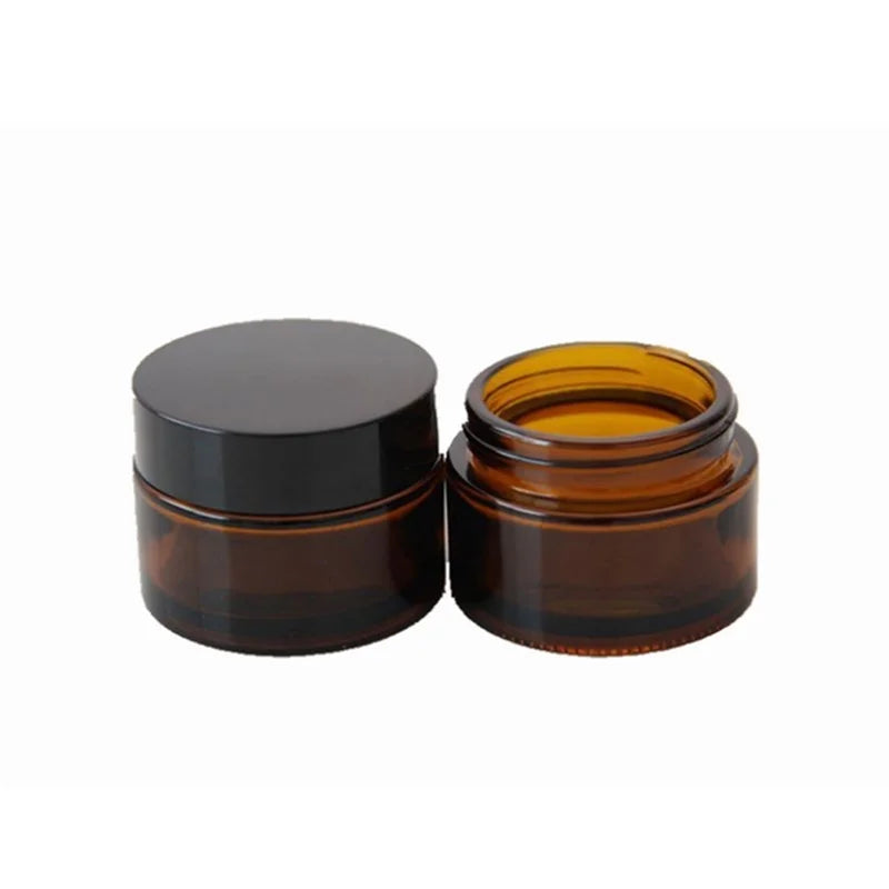50g Matte Frosted Glass Cream Jar Bamboo Lid Gold Aluminum Cap Multiple Sizes Frosted Black Clear Amber Cosmetics