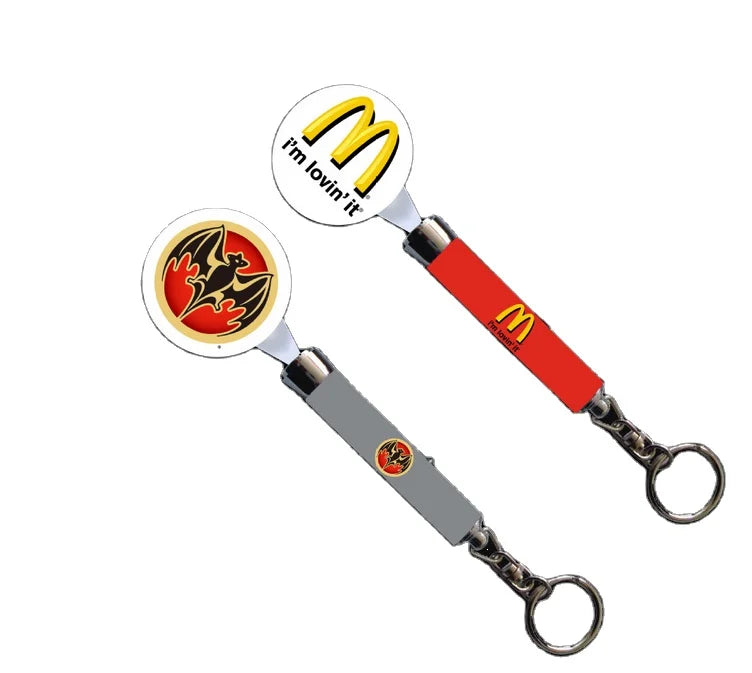 Custom Logo Mini LED Hand Torch Light Keychain Projector Keychain Flashlight with Laser for Promotion Made of Alloy