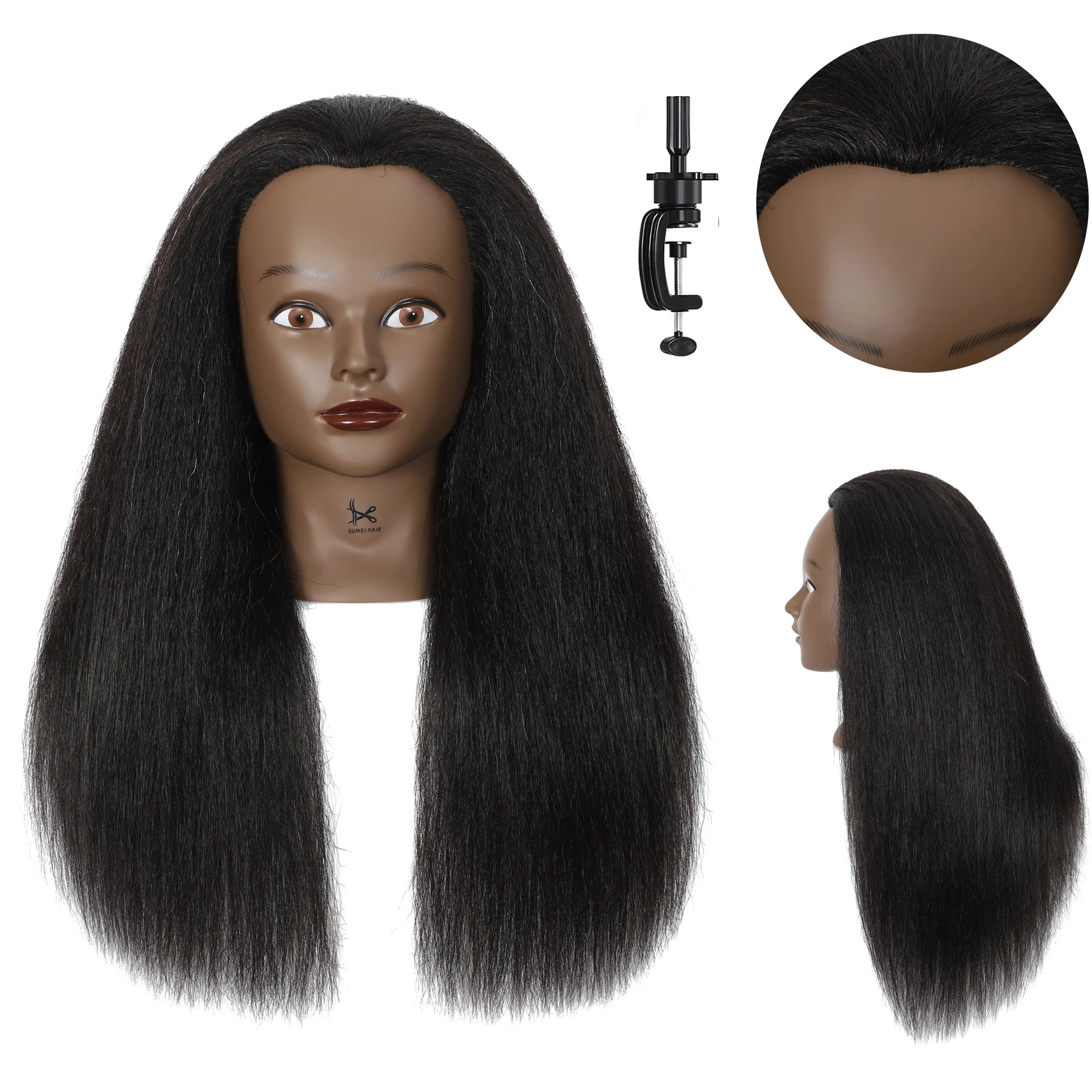Human Hair African American Salon Practice Hairdresser Braiding Afro Training Mannequin Dummy Doll Head