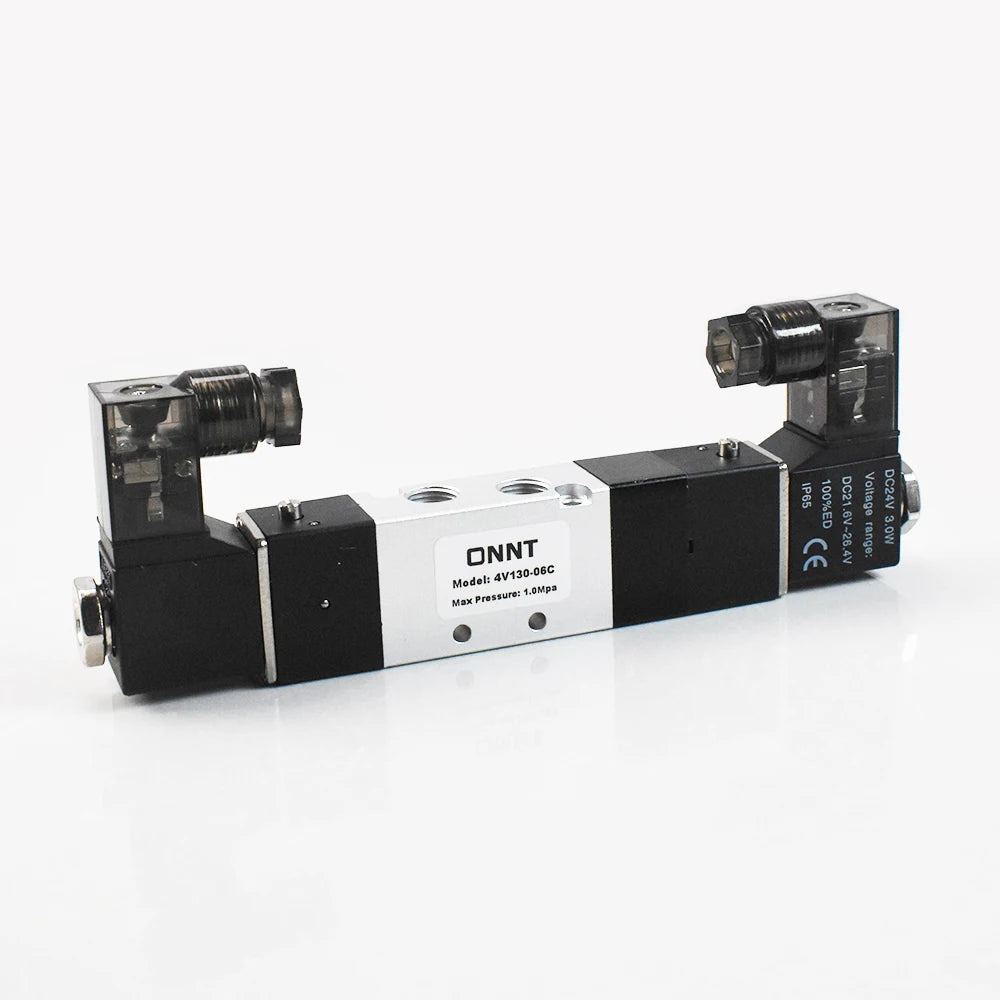 Airtac Type 4V130 220Volt 24V 12V 110V 5 Way 3 Position Double Exhaust Pressure Closed Center Pneumatic Air Solenoid Valve 1/8